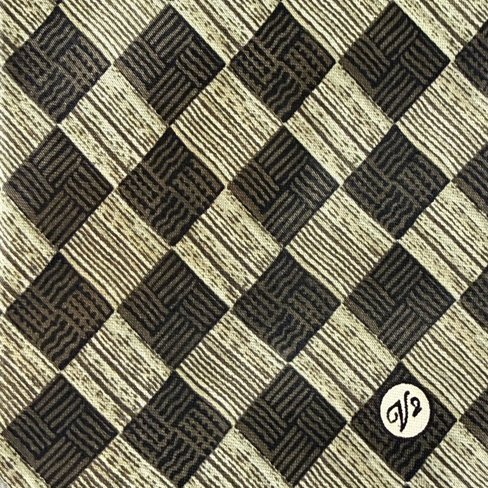 Vintage Versace Classic V2 Silk Tie Gray Silver Checkerboard Italy 58x4" - Picture 2 of 6